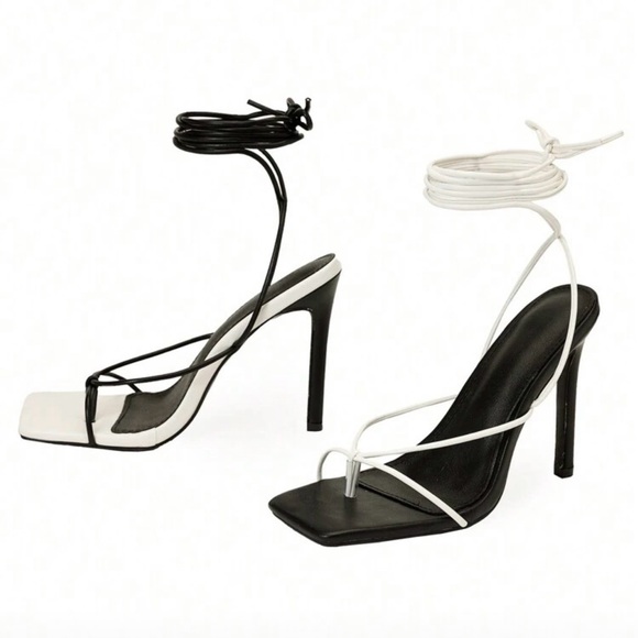 SHEIN Shoes - Elegant Black and White Strappy Heels